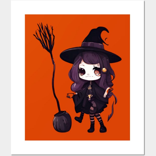 Witchcraft horror anime characters Chibi style +Halloween horror Wall Art by Whisky1111